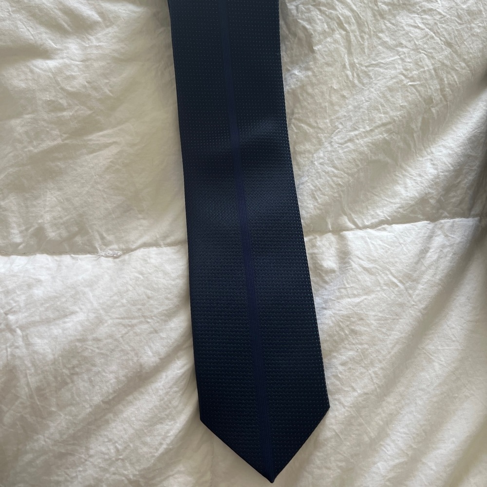 Men 100% Silk Navy Tie
